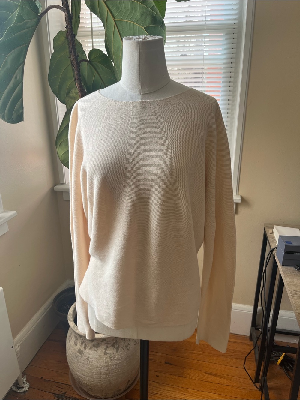 Uniqlo 100% cotton 3D Knit Dolman Long-Sleeve Sweater in natural